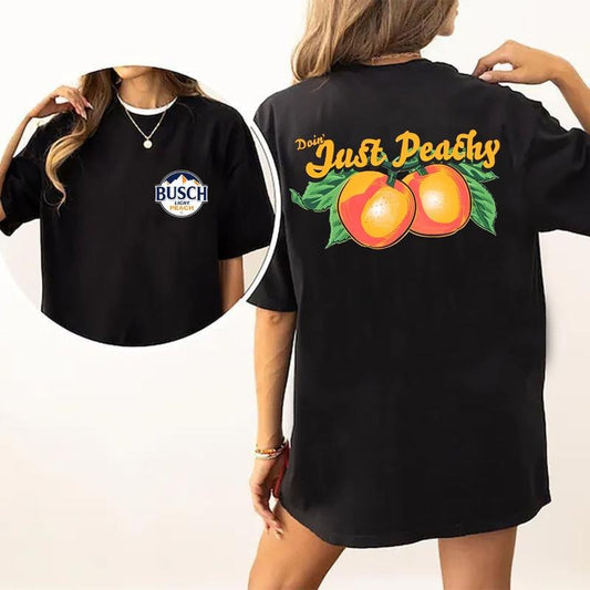 Busch Light Just Peachy Double sided Tee, Vintage Tee, Unisex Hoodie, Sweatshirt | InkThreadWorks.com