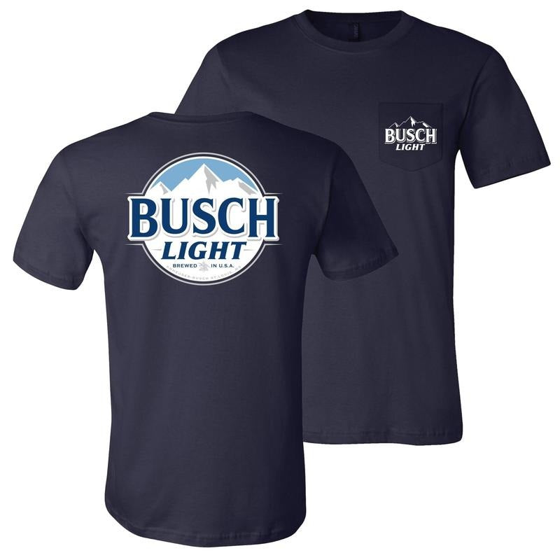 Busch Light Navy Blue Front And Back Pocket T-Shirt Hoodie, Sweatshirt | InkThreadWorks.com