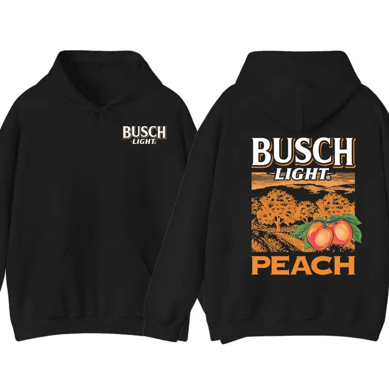 Busch Light Peach Sweatshirt with Women's and Men's Double Sided Unisex Hoodie and Sweater T-Shirts | InkThreadWorks.com