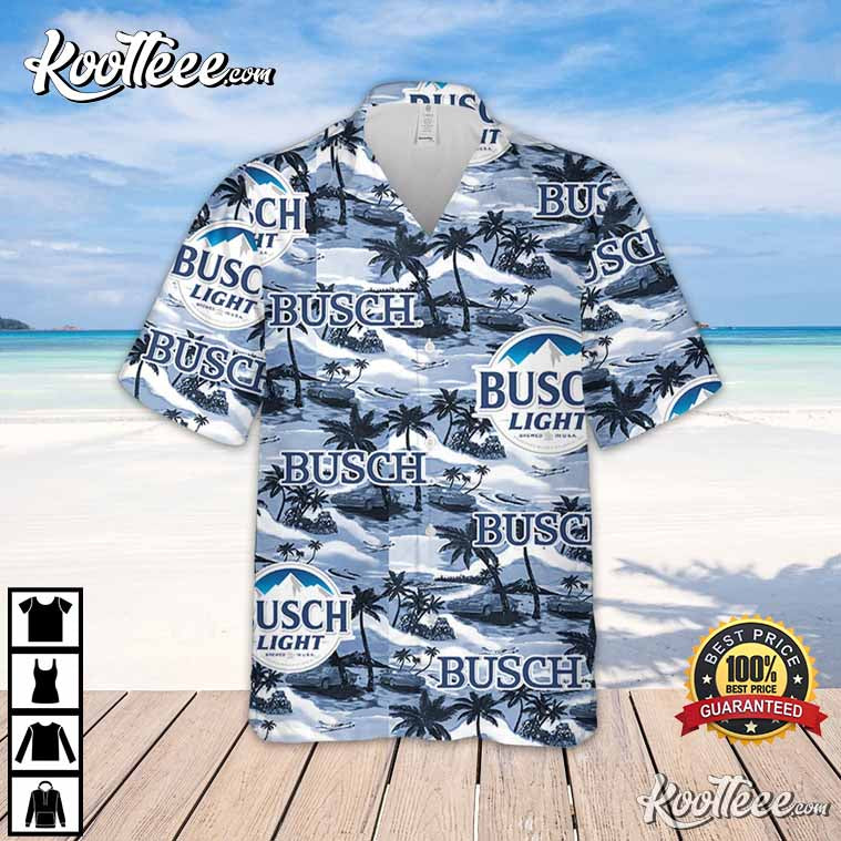 Busch Light Sea Island Pattern Hawaiian Shirt