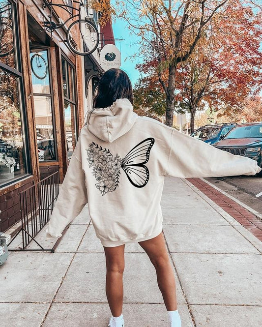 Butterfly Hoodie, Floral Butterfly Sweatshirt Best Price T-Shirts | InkThreadWorks.com
