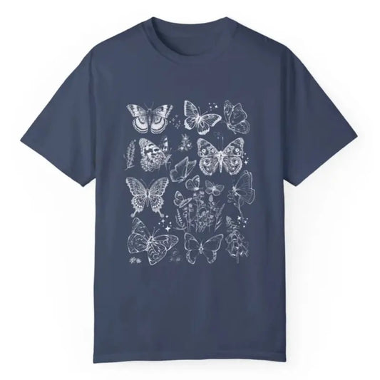 Butterfly Vintage Boho Cottagecore Tattoo Collage Summer T Shirt, vintage 90s graphic tees, Nature Cottage Core Boho Butterfly Graphic Shirt, Fairycore lover gift Top Womenswear Underwear Lady Comfort Streetwear