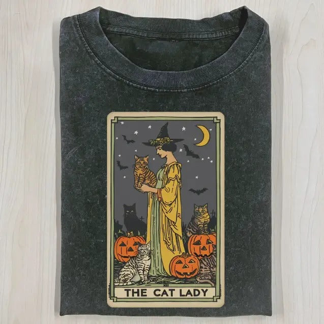 CAT LADY TAROT CARD SHIRT, Halloween Shirt, Horror Shirt, Unisex T-Shirt, Gift For Men Women Hoodie, Sweatshirt