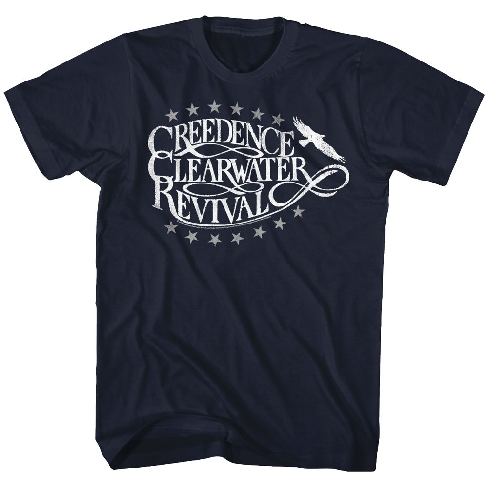 Creedence Clearwater Revival - Eagle - American Classics - Blue Front Print Adult Short Sleeve Solid T-Shirt