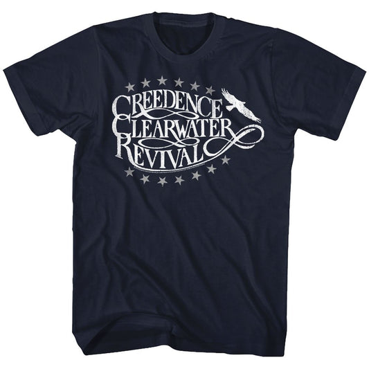 Creedence Clearwater Revival - Eagle - American Classics - Blue Front Print Adult Short Sleeve Solid T-Shirt