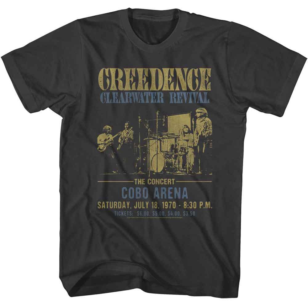 Creedence Clearwater Revival - Cobo Arena - American Classics - Gray Front Print Adult Short Sleeve Solid T-Shirt