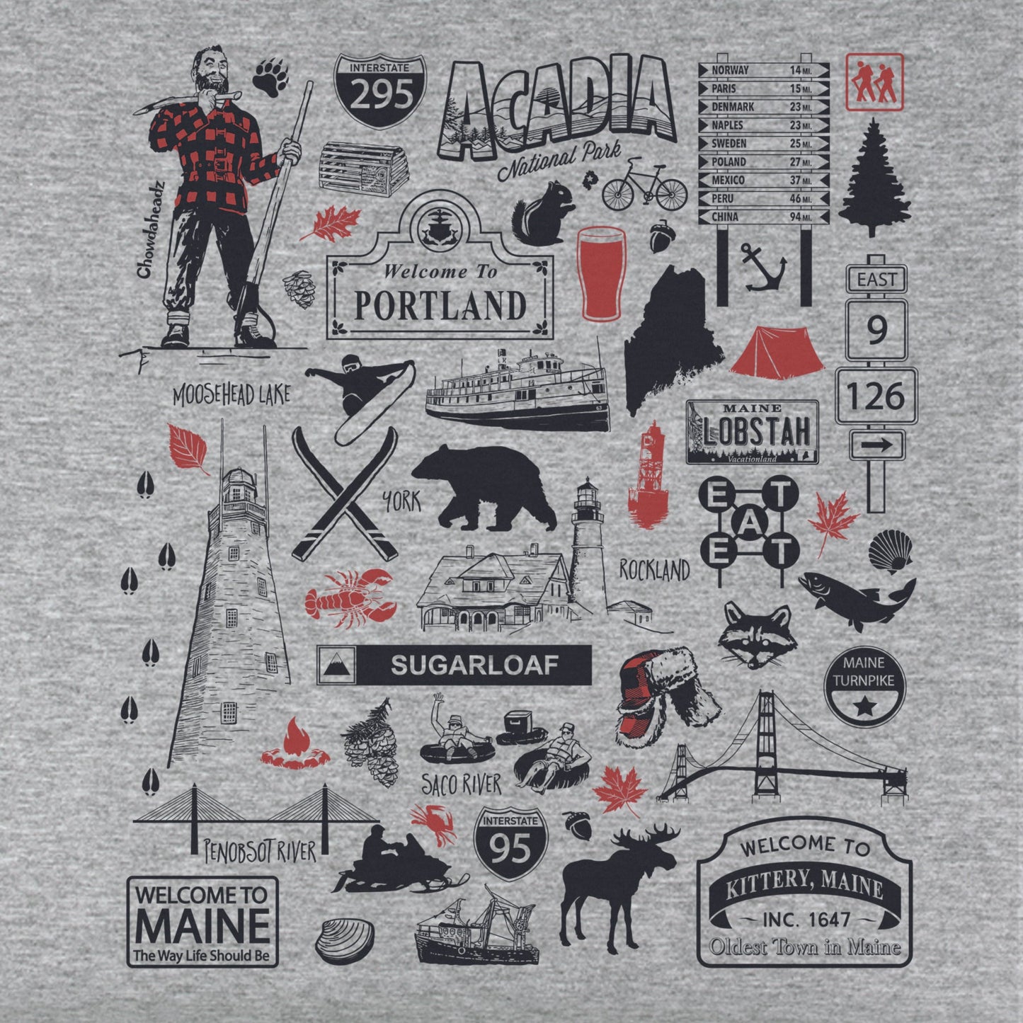Maine Tourist Attraction Youth T-Shirt