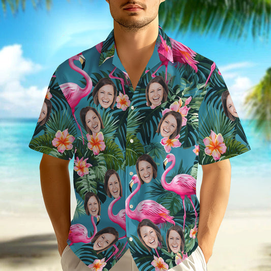 Custom Face Hawaiian Shirt All Over Print Vacation Tropical Pattern Shirt For Men Personalized Hawaiian Shirt With Logo/Text Gift For Lover