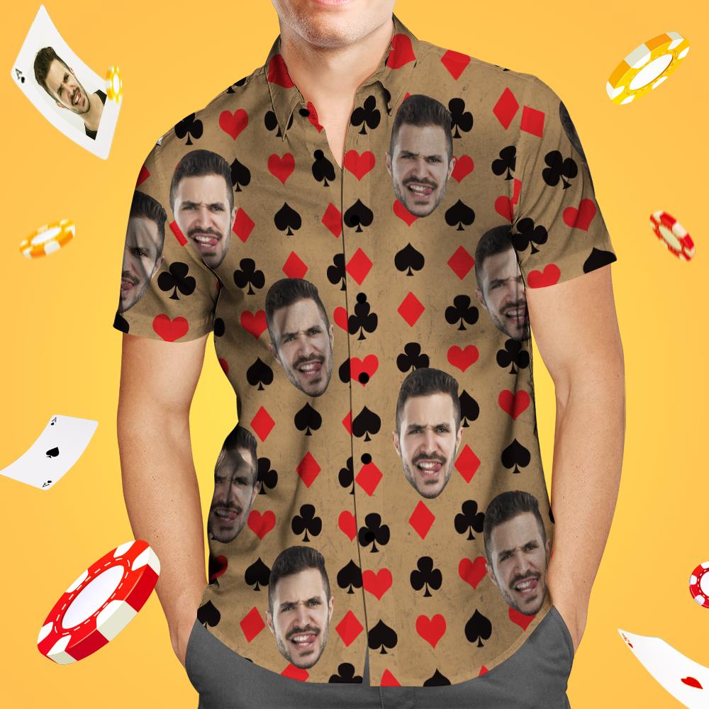 33% OFF Custom Face Hawaiian Shirt Personalized Poker Shirt Gift for Him 33% OFF 33% OFF