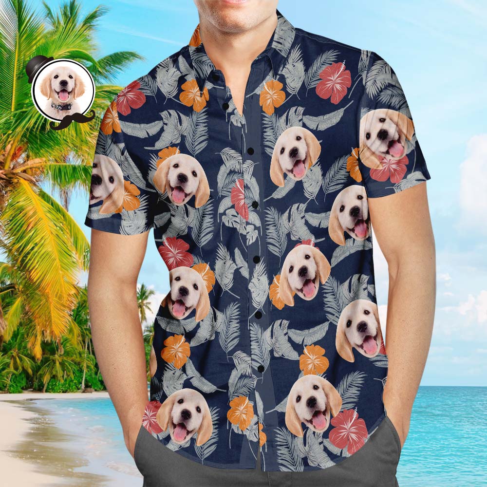 Custom Face Hawaiian Shirt Tropical Shirt Personalized Dog Face Hawaiian Shirt Holiday Gift This Hawaiian shirt features print,button up closure,short sleeve.Produce Time:3-5 business days.It is very comfortable,trendy,and lightweight.Shirt i...