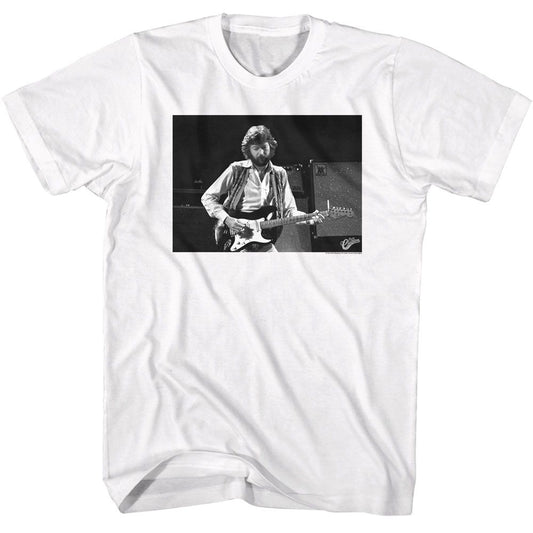 Eric Clapton - Black & White Guitar - American Classics - Solid White Adult Short Sleeve T-Shirt
