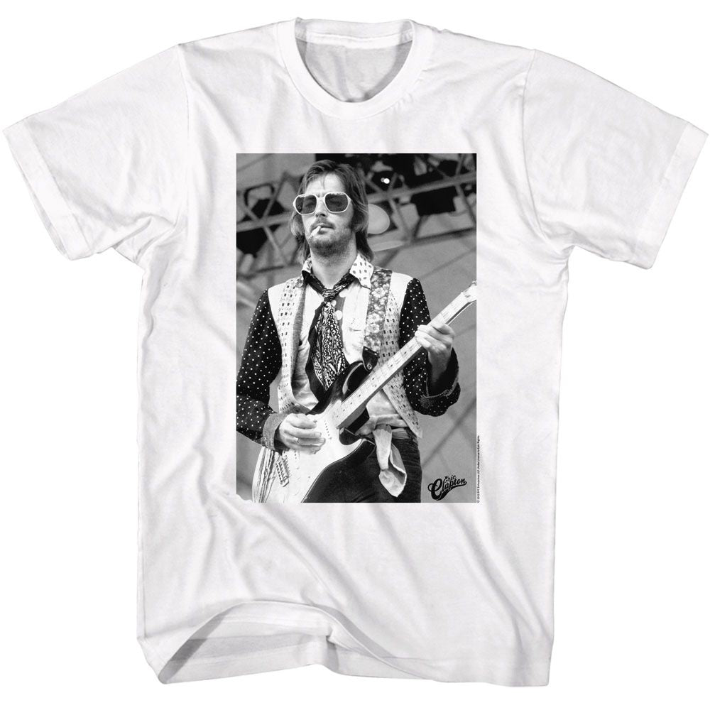Eric Clapton - Black & White Sunglasses - American Classics - Solid White Adult Short Sleeve T-Shirt