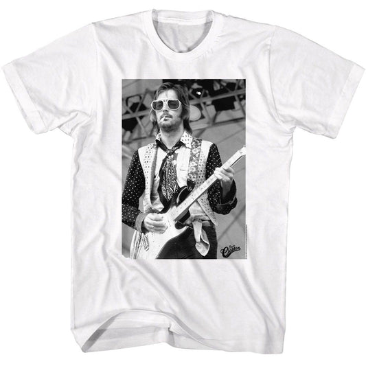 Eric Clapton - Black & White Sunglasses - American Classics - Solid White Adult Short Sleeve T-Shirt