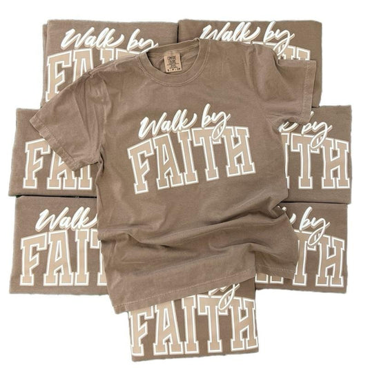 COMFORT COLORS - Walk By Faith on Espresso - Christian TShirt Hoodie, Sweatshirt | InkThreadWorks.com