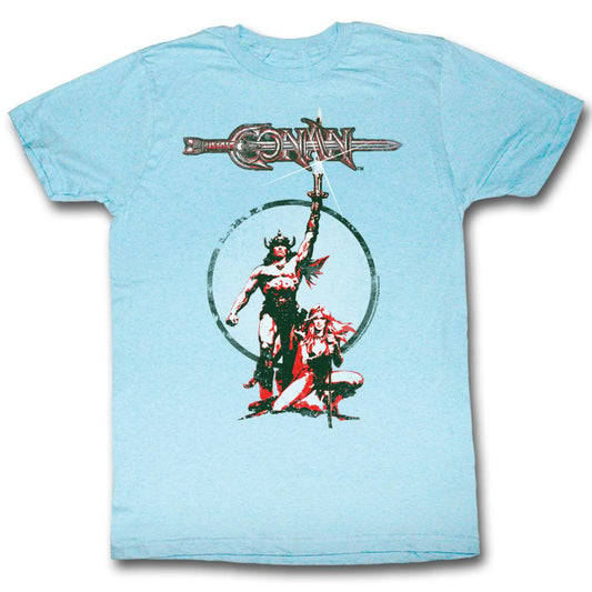 Conan Mens S/S T-Shirt - Movie Poster - Heather Light Blue Heather