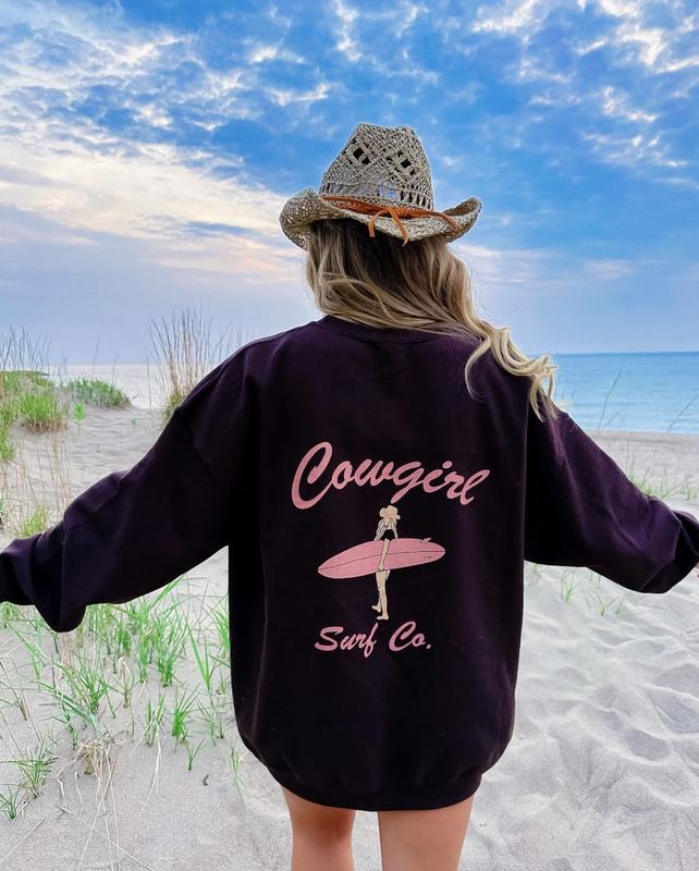 COWGIRL SURF CO HOODIE, COASTAL COWGIRL OUTFIT, COASTAL COWGIRL HOODIE, UNISEX COTTON CASUAL HOODIE Womenswear Oversized...