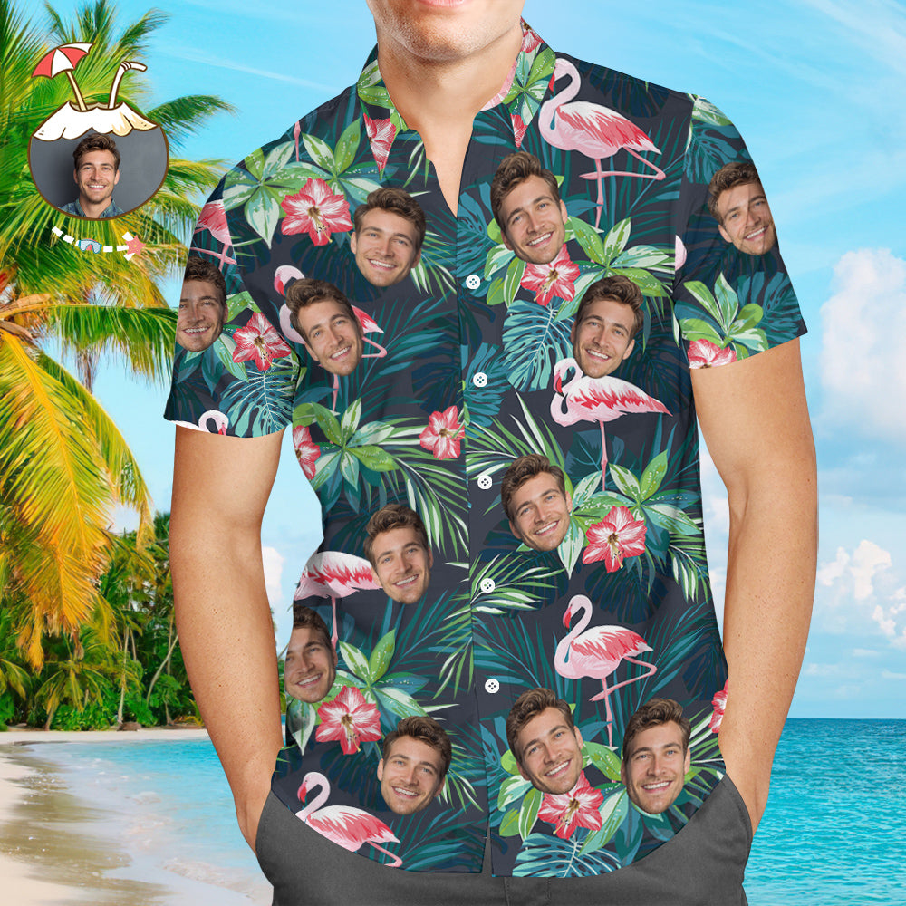 Custom Hawaiian Shirts Colorful Flamingo Aloha Beach Shirt For Men