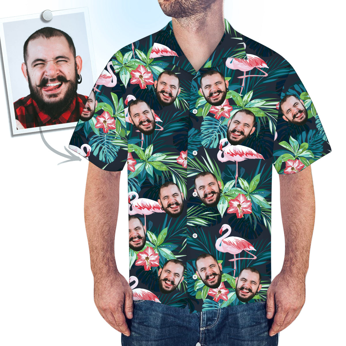 Custom Face Hawaiian Shirt Personalized All Over Print Shirt 6 Styles Gift For Him