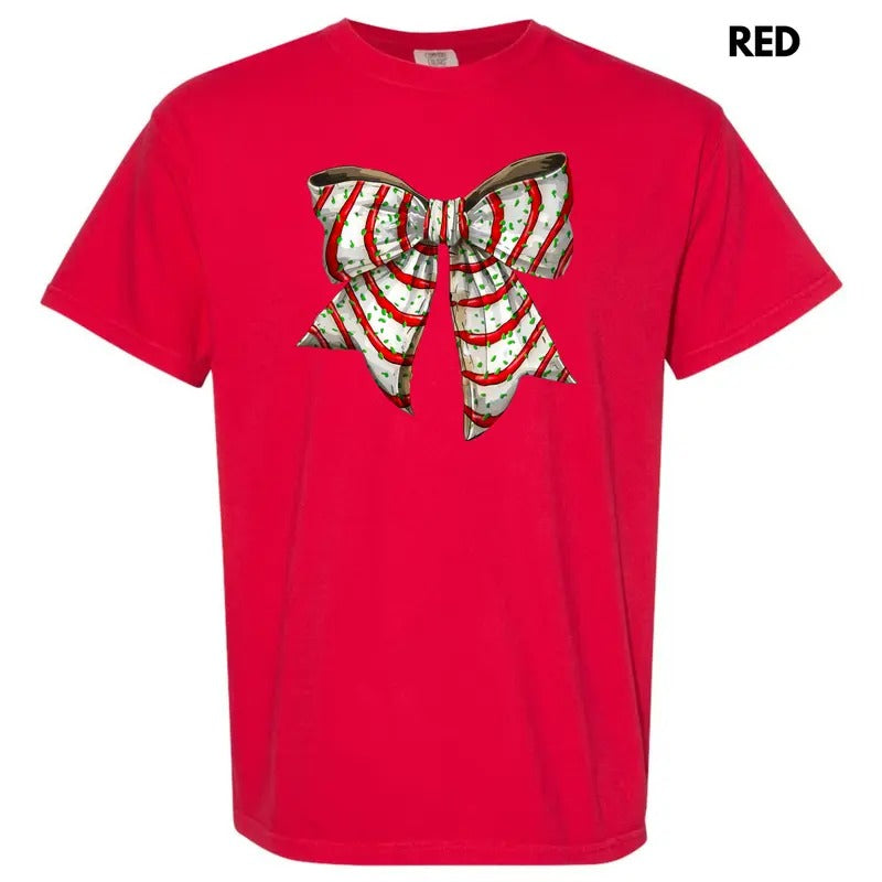 Cake Christmas Bow Comfort Colors T-Shirt 'NLB' Hoodie, Sweatshirt | InkThreadWorks.com
