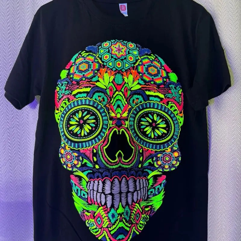 Calavera Cultural T-Shirt, Top Style -  Skull Tshirt Summer Crewneck Hoodie, Sweatshirt | InkThreadWorks.com