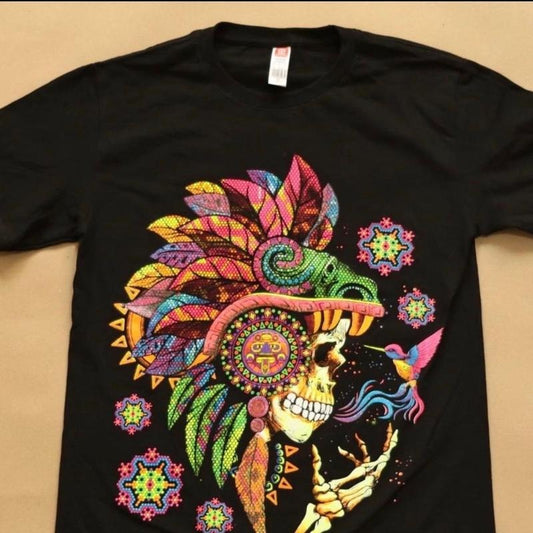 Calavera penacho T-shirts Cotton Black Hoodie, Sweatshirt | InkThreadWorks.com