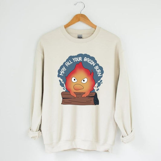 Calcifer May All Your Bacon Burn Howl's Moving Castle T-Shirt, Sweatshirt, Hoodie | InkThreadWorks.com
