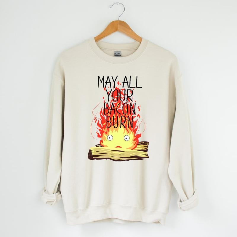 Calcifer May All Your Bacon Burn Howl's Moving Castle T-Shirt, Sweatshirt, Hoodiestyle{n002}2 Hoodie | InkThreadWorks.com