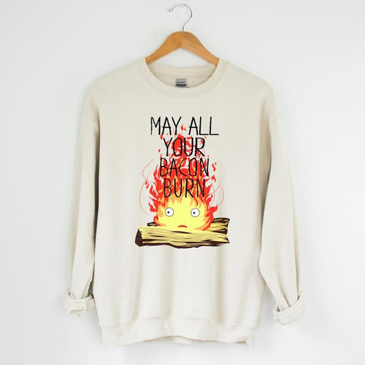 Calcifer May All Your Bacon Burn Howl's Moving Castle T-Shirt, Sweatshirt, Hoodiestyle{n002}2 Hoodie | InkThreadWorks.com