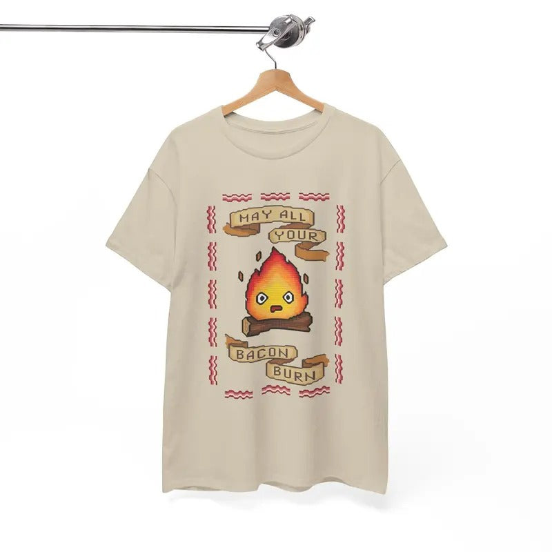 Calcifer TShirt, May All Your Bacon Burn, Howls Moving Castle Shirt, Studio Ghibli, Animestyle{n002}2