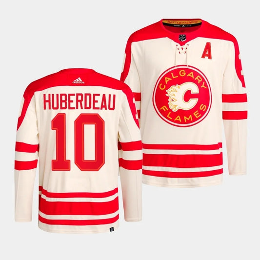 Calgary Flames #10 Jonathan Huberdeau 2023 NHL Heritage Classic Cream Authentic Jersey