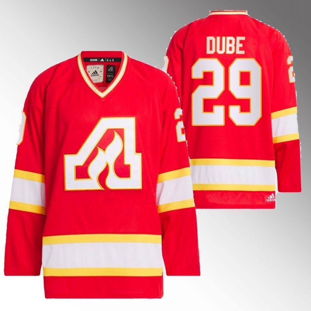 Calgary Flames #29 Dillon Dube Red Team Classics 1973 Hockey Jersey