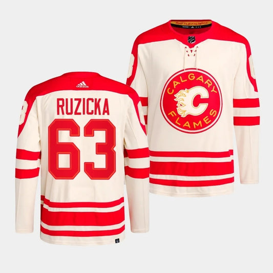 Calgary Flames #63 Adam Ruzicka 2023 NHL Heritage Classic Cream Authentic Jersey