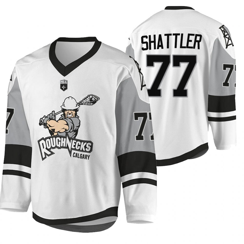 Calgary Roughnecks #77 Jeff Shattler 2011-mvp-2021-22-white-jersey