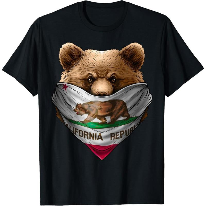 California Republic T Shirt California Bear Bandana Shirt T-Shirt made in usa Hoodie, Sweatshirt | InkThreadWorks.com