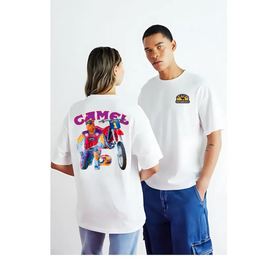 Camel Motorsport Graphic Tee - Classic Fit 100% Cotton Vintage T-shirt - Menswear