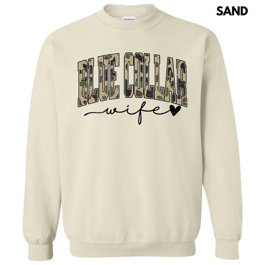 Camo Blue Collar Wife Sweatshirt 'NLB' T-Shirts, Hoodie | InkThreadWorks.com
