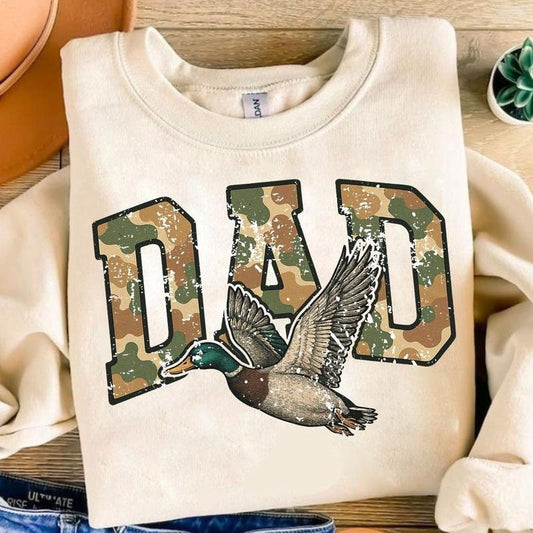 Camo Dad Shirt, Father's Day png, Camo Flying Duck Shirt, Duck Hunting Shirt, Dad shirt , Hunting Shirt Hoodie, Sweatshirt