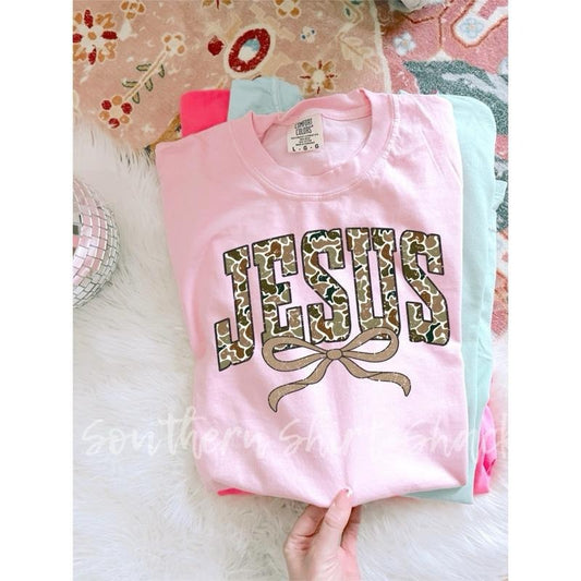 Camo Jesus T shirt  | Preppy Faith based T shirt | Blossom comfort colors T shirt Hoodie, Sweatshirt | InkThreadWorks.com
