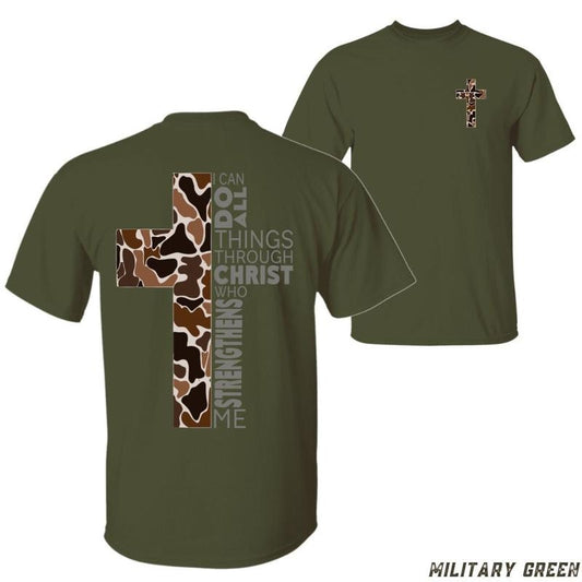 Camouflage Cross T-shirt Inspirational Scripture With Bold Cross Design Perfect For Christian Apparel And Faithful Wear...