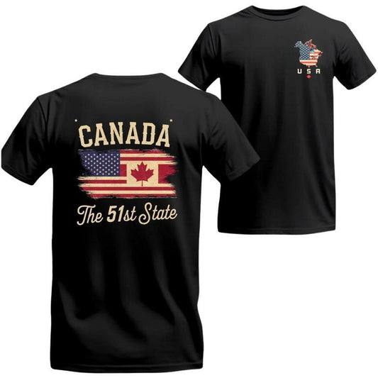 Canada 51st State T-shirt - Bold And Playful Statement Tee Vintage Patriotic Design Soft And Comfortable For Everyday Wear Perfect For Humor Lovers
