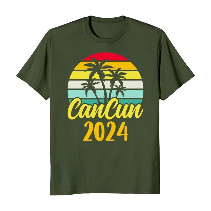 Cancun 2024 Mexico Vacation Trip Men's T-Shirt Casual Crewneck Hoodie, Sweatshirt | InkThreadWorks.com