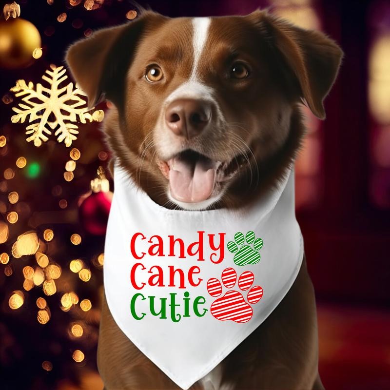 Candy Cane Cutie Bandana, Christmas Dog Bandana, Dog Owner Xmas Neck Scarf, Puppy Holiday Bandana, Pets Lover Christmas...