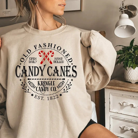 Candy Cane Shirt, North Pole Sweater, Comfort Colors Christmas Sweatshirt, Candy Canes Sweatshirt, Christmas Hoodie,...