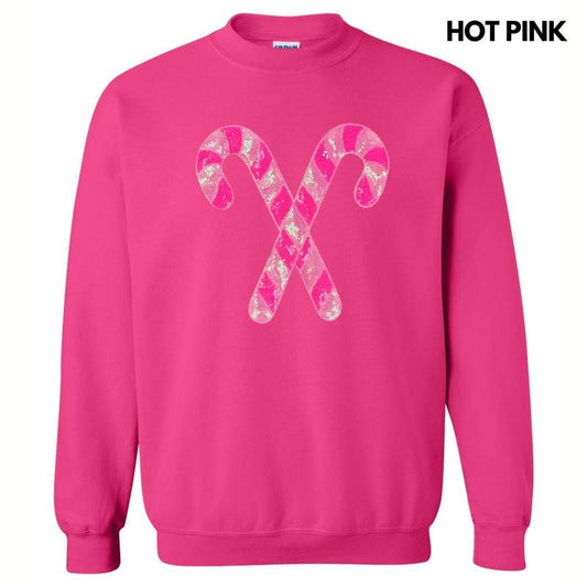 Candy Canes Pink Sequin Patch Sweatshirt T-Shirts, Hoodie | InkThreadWorks.com