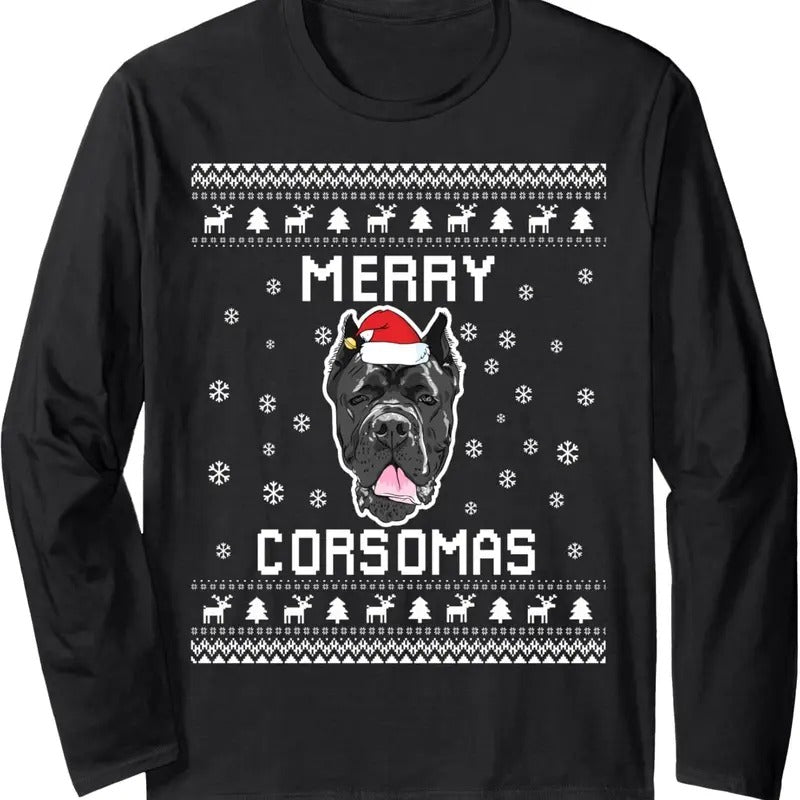 Cane Corso Dog Owner Ugly Christmas Sweater for Holidays Long Sleeve T-Shirt Hoodie, Sweatshirt | InkThreadWorks.com