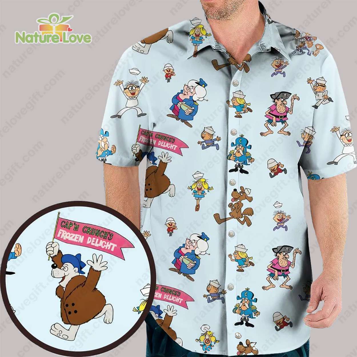 Cap’n Crunch Peanut Butter Crunch Cereal​ Characters Hawaiian Shirt
