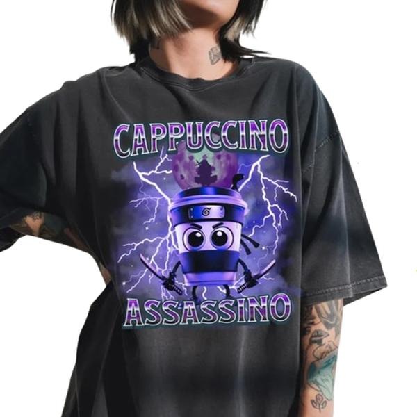 Cappuccino Assasino Italian Brainrot Funny Shirt, Cappuccino Meme T-Shirt, Trending Unisex Tee