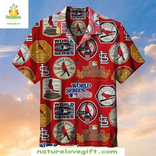 MLB Cardinals Hawaiian Shirt Vintage World Series Collage Baseball Apparel