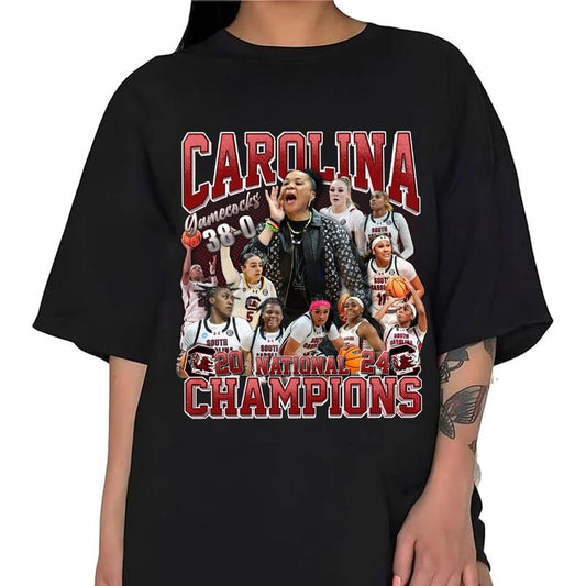 Carolina Championship Tshirt, Women's National Champions South Carolina Gamecocks, Basketball Player Bootleg, Unisex T-Shirt, Short Sleeve Tee