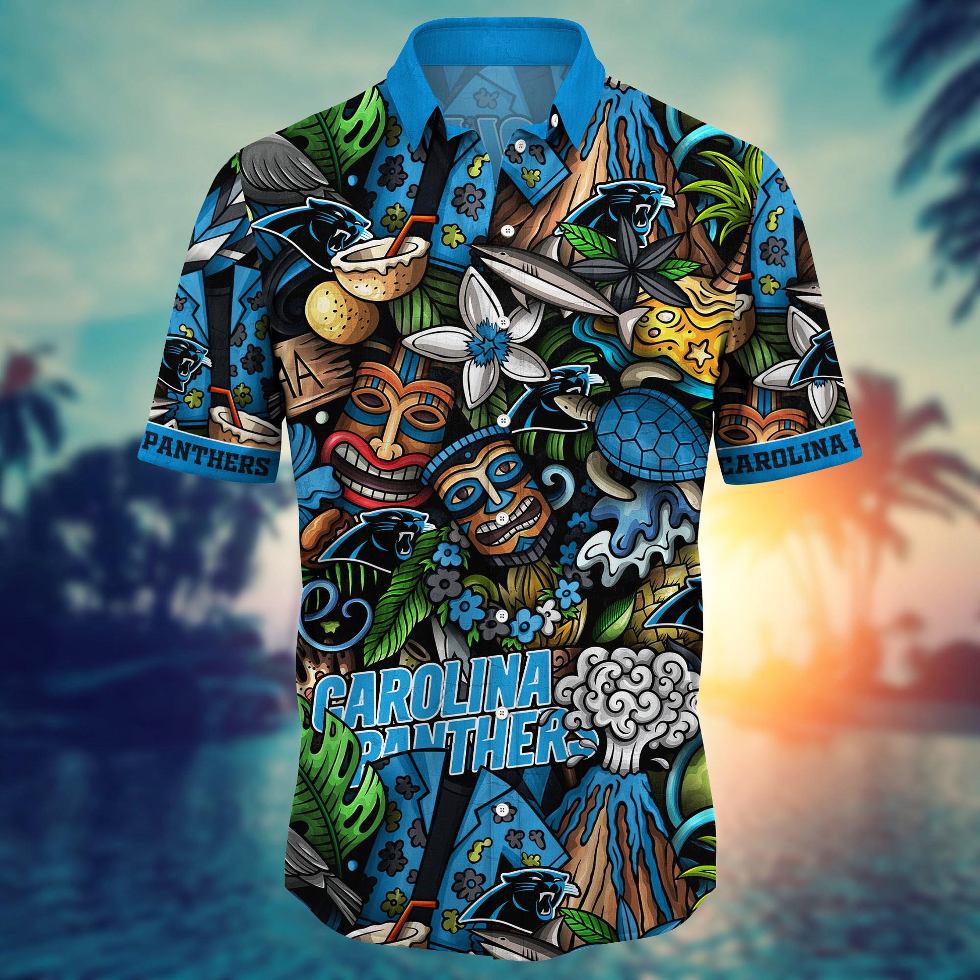 Carolina Panthers Hawaiian Shirt Coastal Gridiron Design by